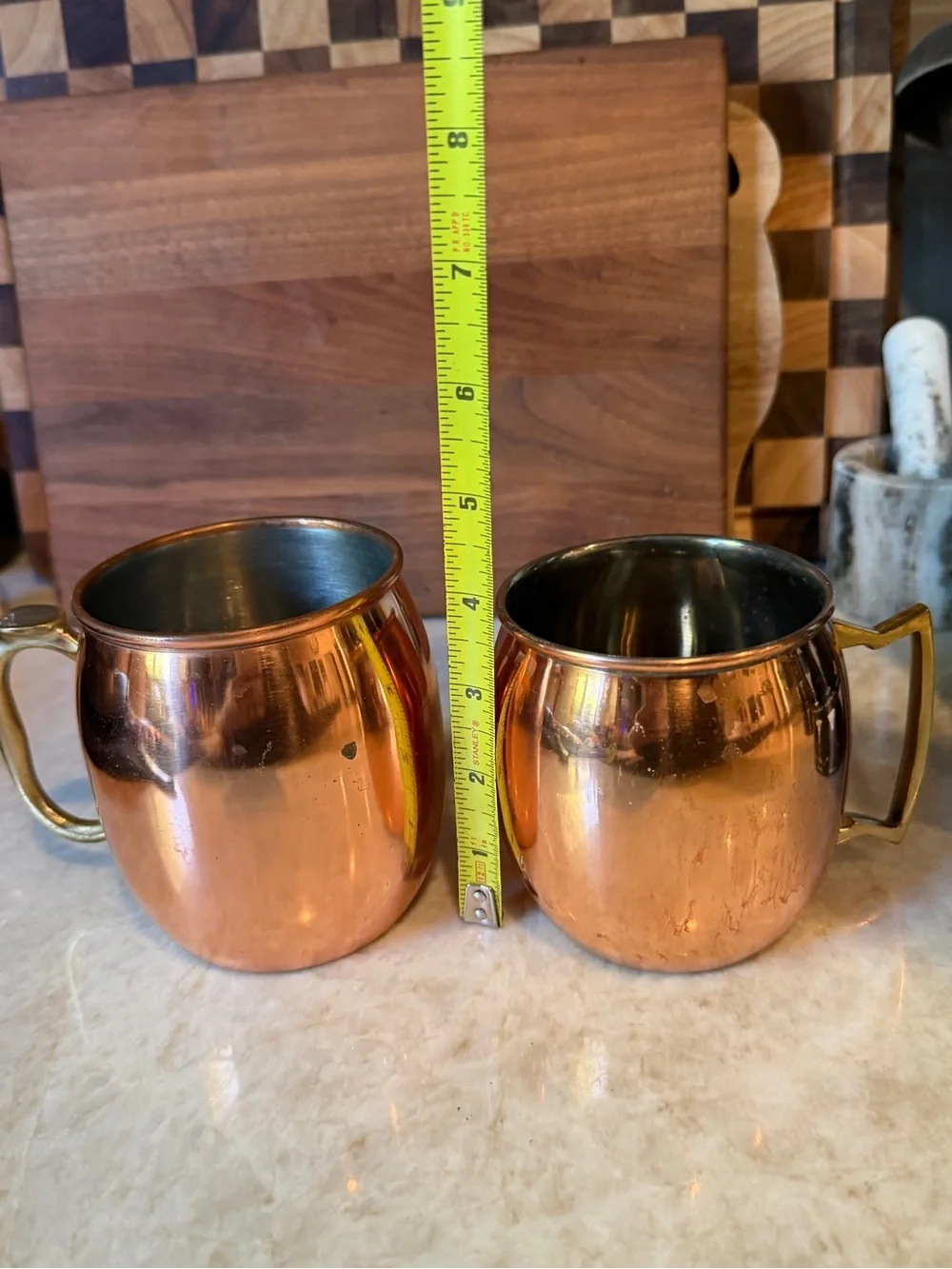 Set of two copper mule mugs